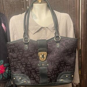 Etienne Aigner Black and Patterned Tote